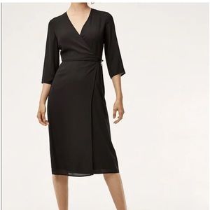 NWT Aritzia Theo Black Wrap Dress Size Large
